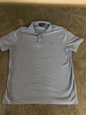 Polo Ralph Lauren Men's Classic Fit Soft Cotton Polo Shirt Heather Blue